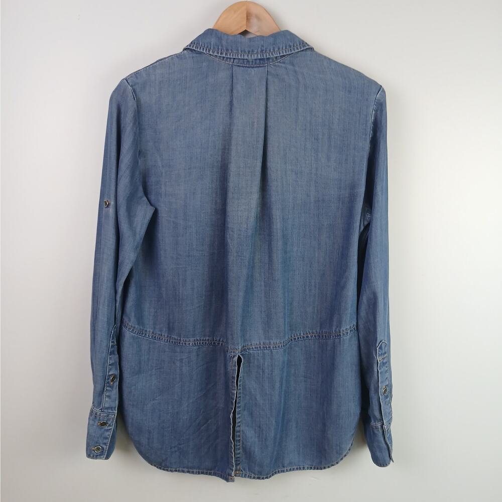 Cloth & Stone SZ S Split-Back Buttondown Tencil Denim Blue Chambray Shirt - Picture 5 of 5
